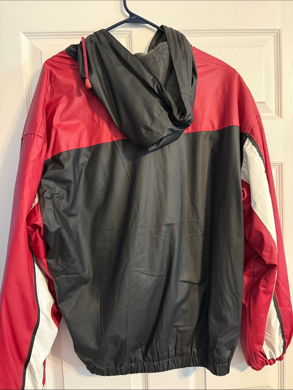 Men's Red, Black & White Hooded Windbreaker Jacket with Carolina Team patch - Picture 4 of 5